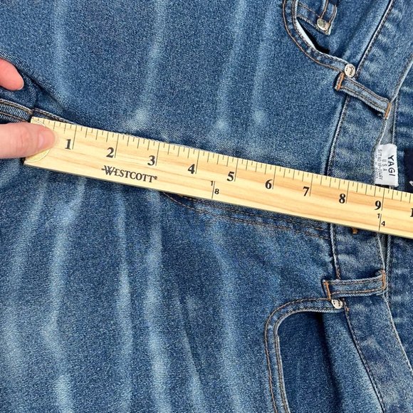 YAGI U.S.A. Vintage Mid-Rise Floral Embroidered Fringe Hem Flare Jeans Y2K Sz 7 - Picture 13 of 16